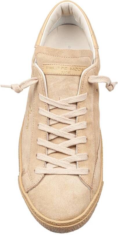 Philippe Model Beige Suède Sneakers met Leren Hiel Beige Heren