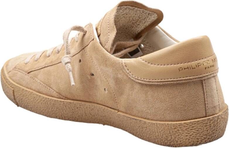 Philippe Model Beige Suède Sneakers met Leren Hiel Beige Heren