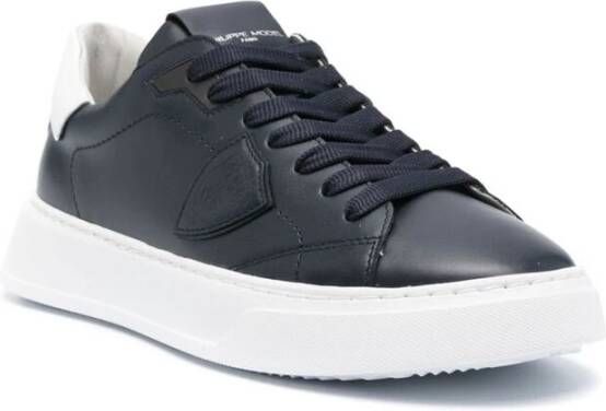 Philippe Model Blauw Leren Sneakers Blue Heren