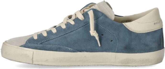 Philippe Model Blauw Room Laag Suède Sneaker Blue Heren