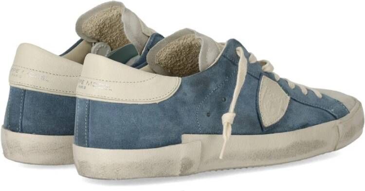 Philippe Model Blauw Room Laag Suède Sneaker Blue Heren