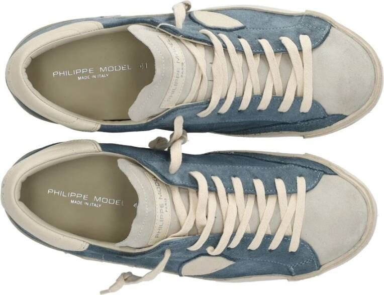 Philippe Model Blauw Room Laag Suède Sneaker Blue Heren