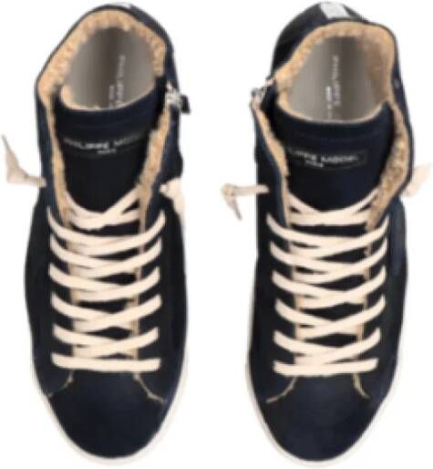 Philippe Model Blauwe Hoge Top Sneakers Faux Fur Voering Black Heren