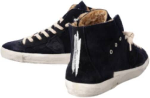 Philippe Model Blauwe Hoge Top Sneakers Faux Fur Voering Black Heren