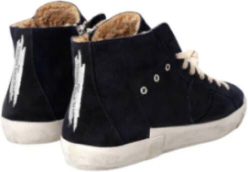 Philippe Model Blauwe Hoge Top Sneakers Faux Fur Voering Black Heren