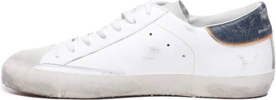 Philippe Model Blauwe Leren Sneakers met Logo Patch White Heren