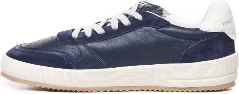 Philippe Model Blauwe Leren Sneakers met Zilveren Logo Blue Heren