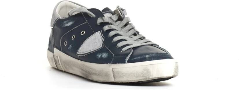 Philippe Model Blauwe Leren Sneakers voor Mannen Blue Heren