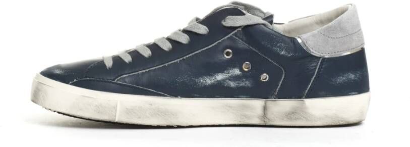 Philippe Model Blauwe Leren Sneakers voor Mannen Blue Heren