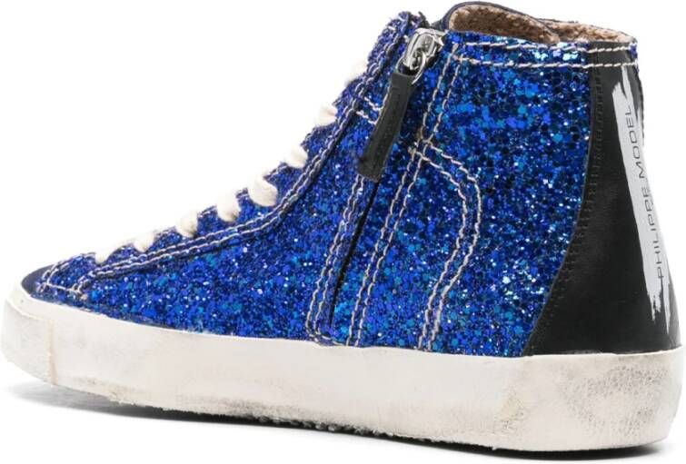 Philippe Model Blauwe Sneakers met Glitterdetails Blue Dames