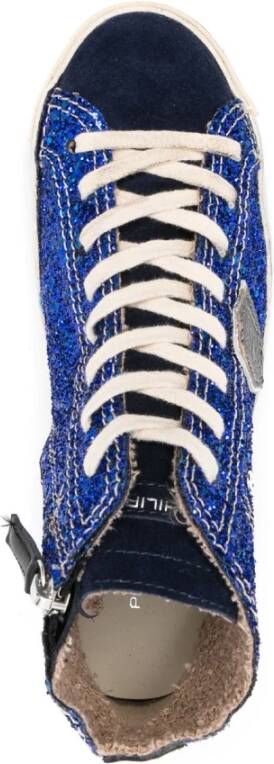 Philippe Model Blauwe Sneakers met Glitterdetails Blue Dames