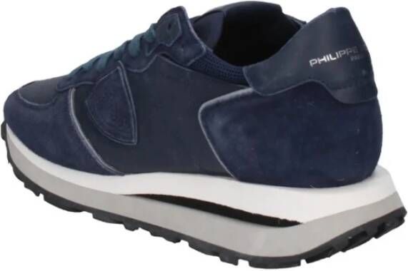 Philippe Model Blauwe Sneakers met Suède en Mesh Blue Heren