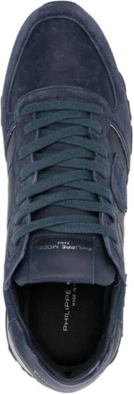 Philippe Model Blauwe Sneakers met Suède en Mesh Blue Heren