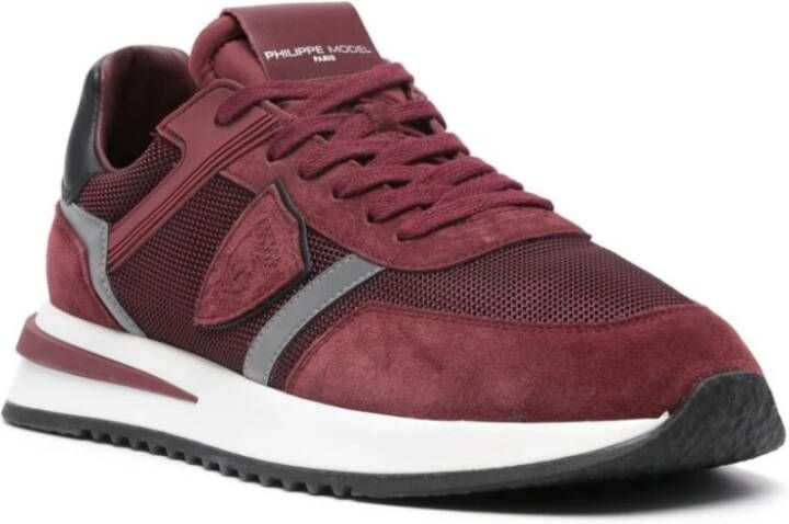 Philippe Model Bordeaux Suede Sneaker Red Heren