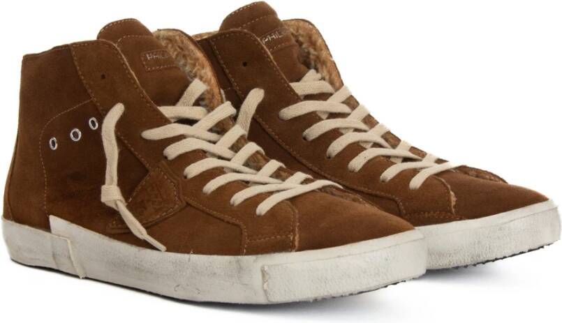 Philippe Model Bruin Leren Sneaker Platte Schoenen Brown Heren