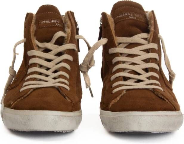 Philippe Model Bruin Leren Sneaker Platte Schoenen Brown Heren