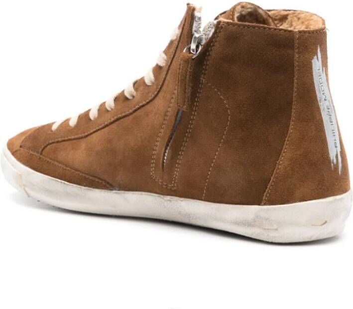 Philippe Model Bruine Hoge Sneakers met Shearling Brown Heren