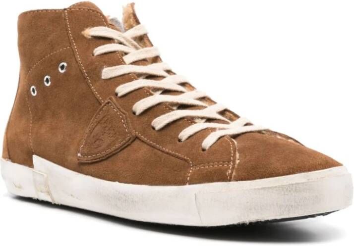 Philippe Model Bruine Hoge Sneakers met Shearling Brown Heren