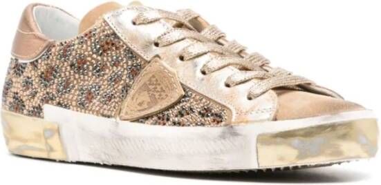 Philippe Model Bruine Sneakers met Gouden Dierenmotief Brown Dames