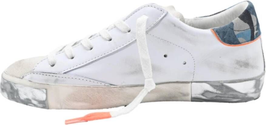 Philippe Model Camou Lage Sneakers in Wit en Blauw White Heren