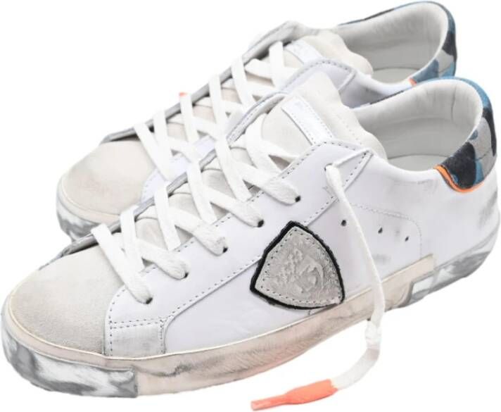 Philippe Model Camou Lage Sneakers in Wit en Blauw White Heren