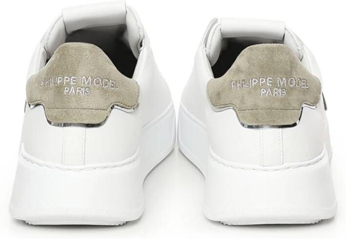 Philippe Model Canvas Leren Sneakers Wit Groen White Heren