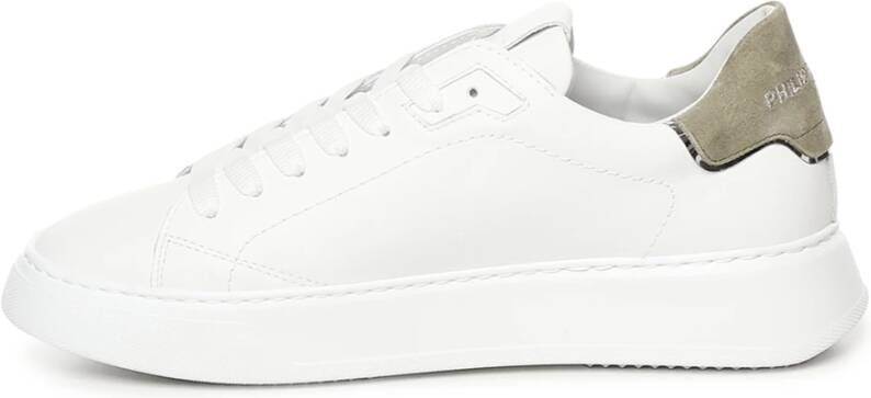 Philippe Model Canvas Leren Sneakers Wit Groen White Heren