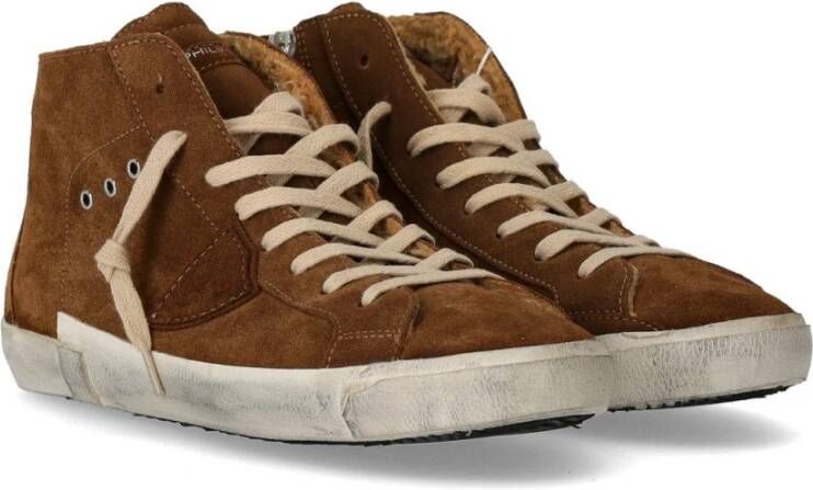 Philippe Model Cognac Bont High-Top Sneaker Brown Heren