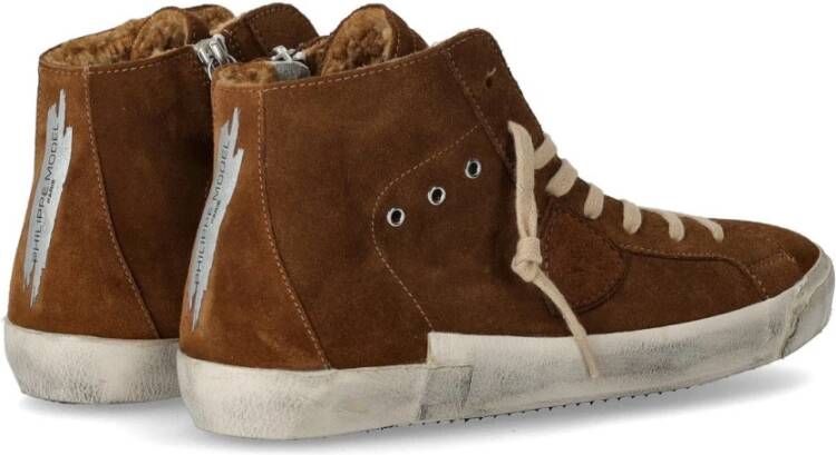 Philippe Model Cognac Bont High-Top Sneaker Brown Heren