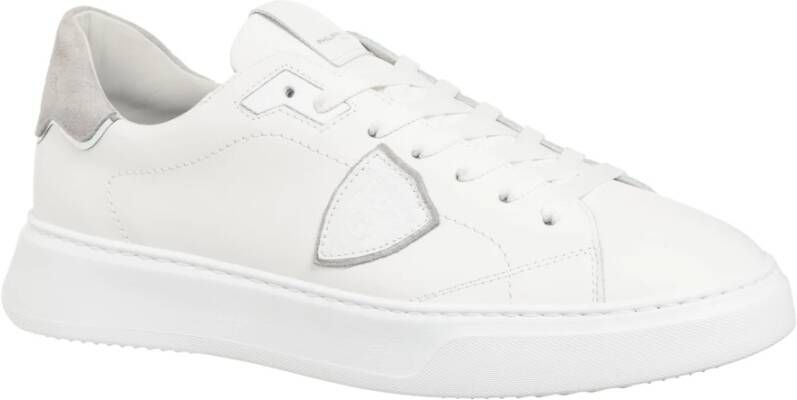 Philippe Model Eenvoudige Temple Sneakers met Vetersluiting White Heren