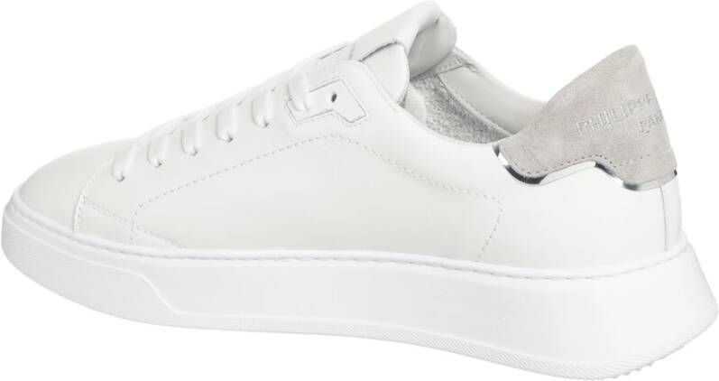 Philippe Model Eenvoudige Temple Sneakers met Vetersluiting White Heren