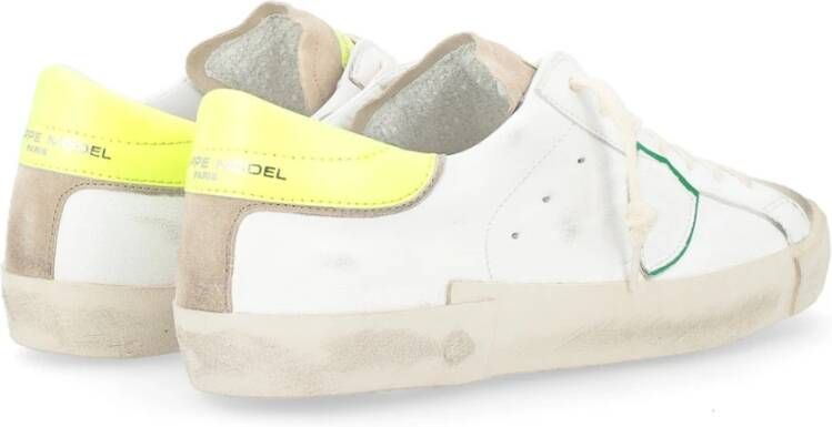 Philippe Model Fluorescerende gele leren sneaker Paris X White Heren