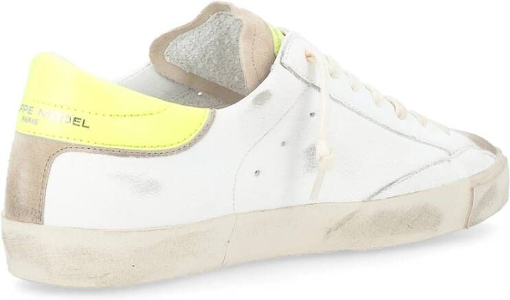 Philippe Model Fluorescerende gele leren sneaker Paris X White Heren