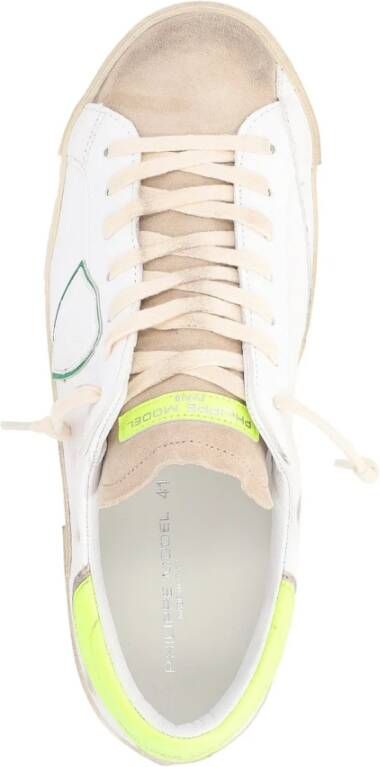 Philippe Model Fluorescerende gele leren sneaker Paris X White Heren