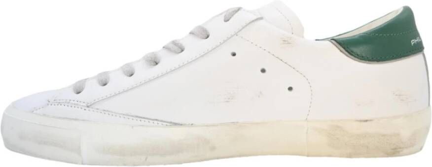 Philippe Model Geborduurde lage top sneakers in wit groen White Heren