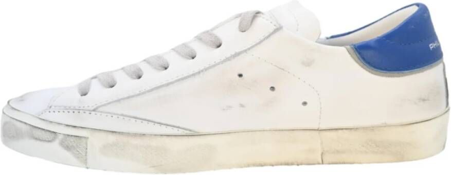 Philippe Model Geborduurde Lage Top Sneakers Wit Blauw White Heren