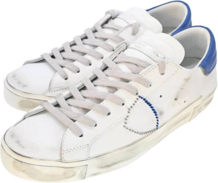 Philippe Model Geborduurde Lage Top Sneakers Wit Blauw White Heren