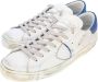 Philippe Model Geborduurde Lage Top Sneakers Wit Blauw White Heren - Thumbnail 3