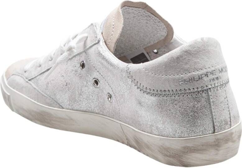 Philippe Model Gelamineerd Leren Sneakers Zilver Wit Gray Dames