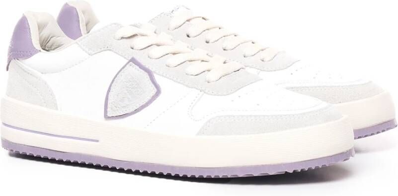 Philippe Model Geperforeerde kalfsleren sneakers Wit Lila White Dames