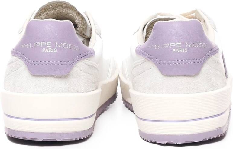 Philippe Model Geperforeerde kalfsleren sneakers Wit Lila White Dames