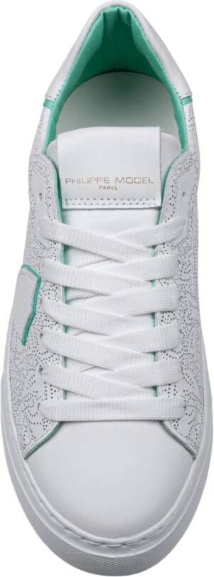 Philippe Model Geperforeerde leren sneakers wit groen stijl White Dames