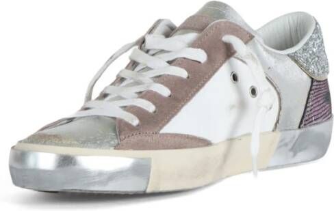 Philippe Model Glitter Leren en Stoffen Sneakers Gray Dames