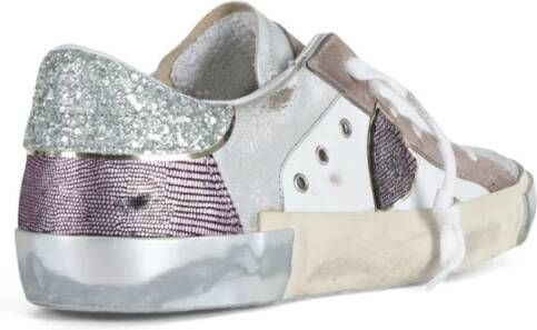 Philippe Model Glitter Leren en Stoffen Sneakers Gray Dames