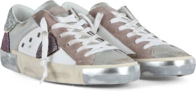 Philippe Model Glitter Leren en Stoffen Sneakers Gray Dames