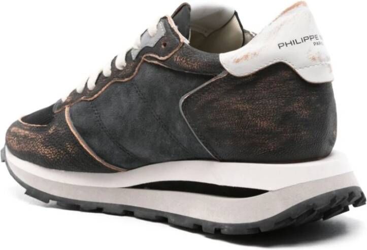 Philippe Model Grijze Gouden Suède Sneaker Multicolor Heren