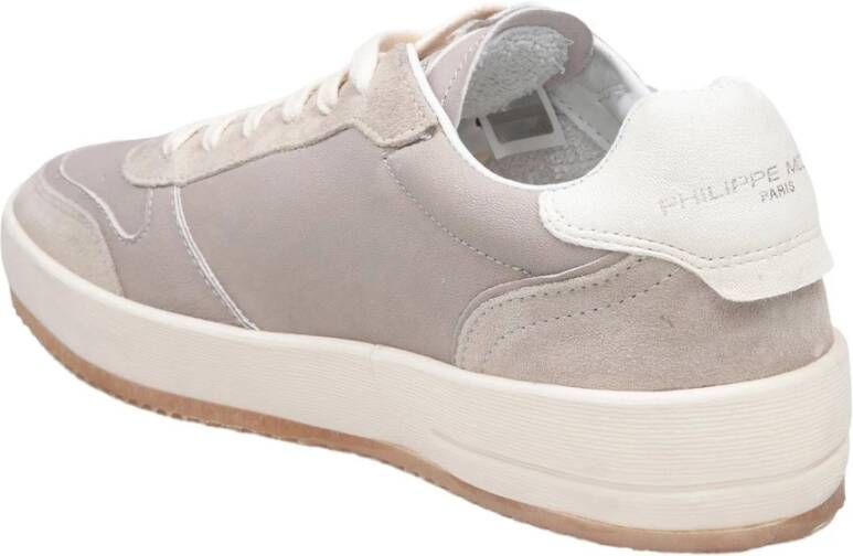 Philippe Model Grijze Leren Sneakers Veterschoenen Schoenen Beige Heren