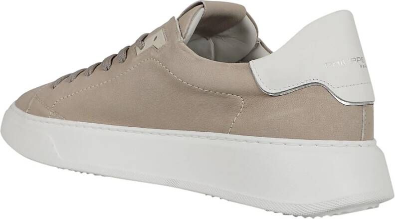 Philippe Model Grijze Nubuck Temple Low Sneakers Gray Heren