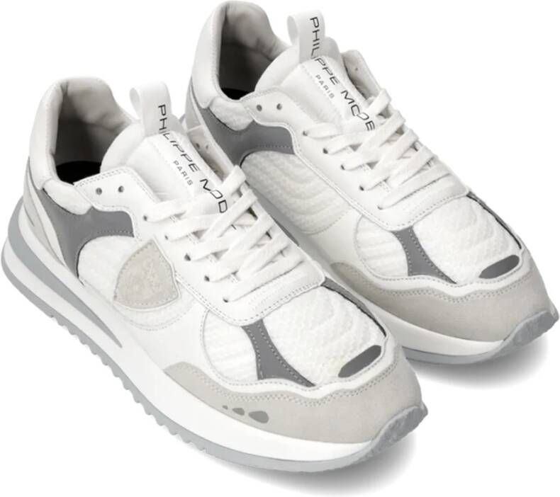 Philippe Model Grijze Sneakers met Leer en Stof Gray Heren