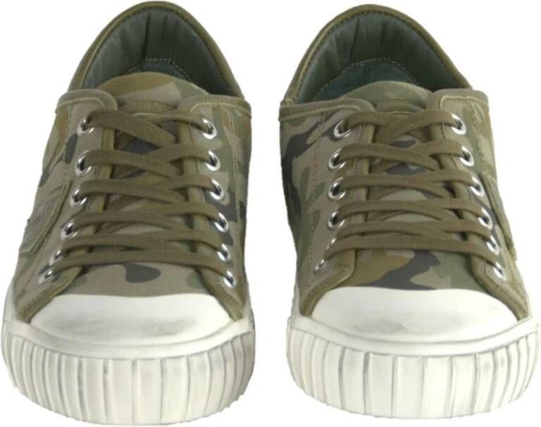 Philippe Model Groene Leren Camo Sneaker Mannen Green Heren